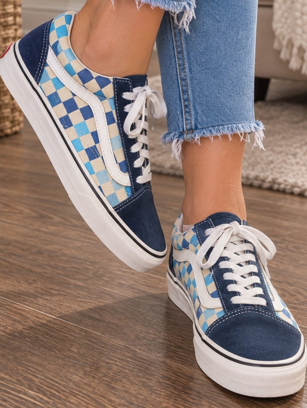 Vans Old Skool Blue Topaz Checkerboard Shoes - Men's 9.5/Women's 11 - RETIRED